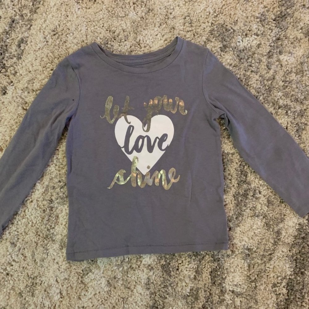Gray Silver Foil Love Shine Long Sleeve Shirt 4T